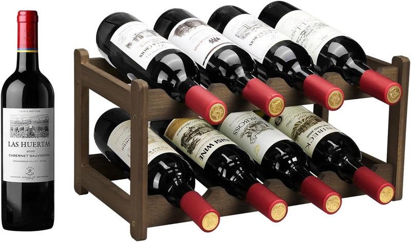 Homevany Wine Rack 8 Bottle 2-Tier Eco-Friendly Bamboo Wine Storage Easy-Assembly Space-Saving for Wine Lovers,Kitchen Wine Organizer for Countertop,Pantry, Home,Room Decor,Bar - Image 2